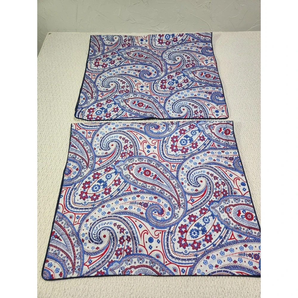 American Living Ralph Lauren Bay Harbour 2 Pillow Shams King Paisley Patriotic